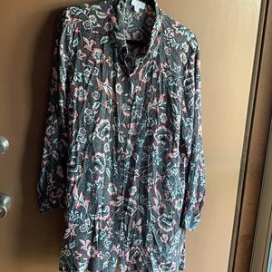 J Jill XL Sheer Floral Oversized Blouse